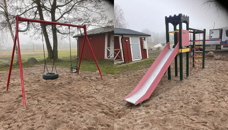 En gungställning och en rutschkana.